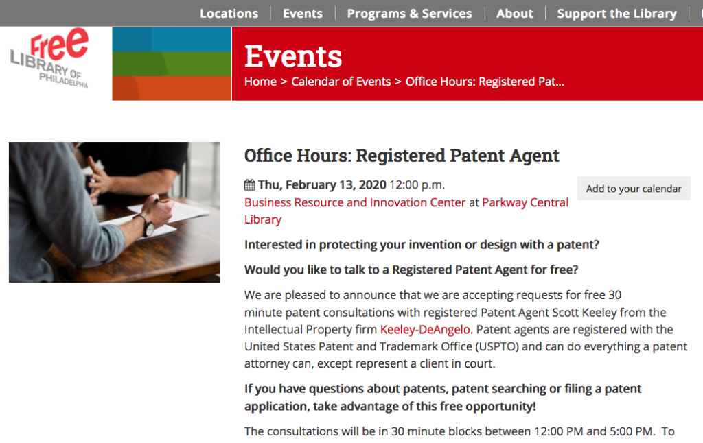 free library of philadelphia patent advice office hours scott keeley