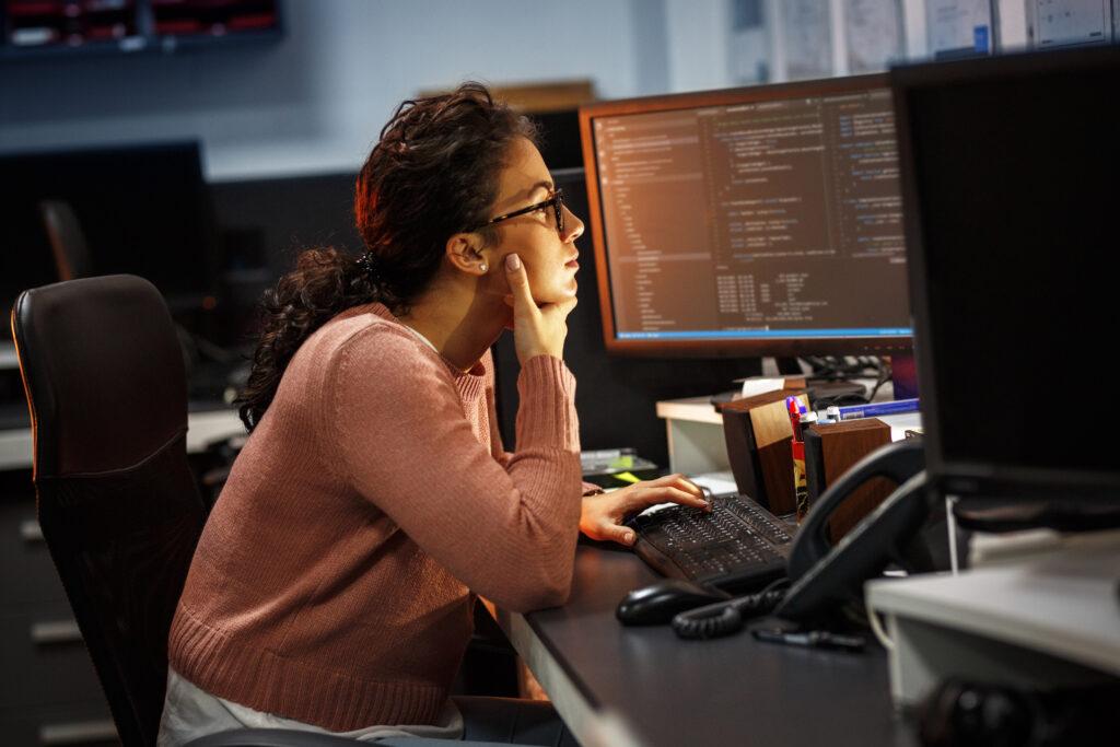 Programming engineer at work